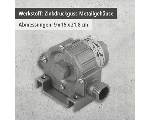 Druckminderer aus Zinkdruckguss mit den Massen 9 x 15 x 21,8 cm