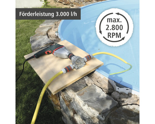 Bohrmaschinenpumpe zum Entleeren eines Pools
