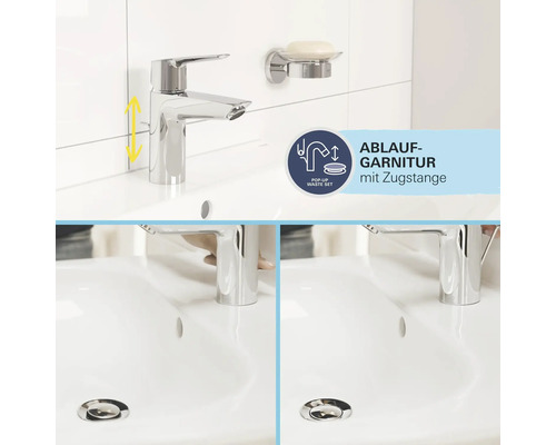 Robinet de lavabo de salle de bain avec garniture de vidange et tirette