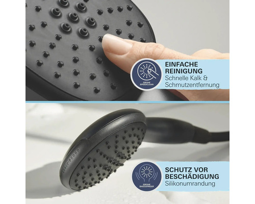Douchette Grohe avec fonction Speedclean pour un nettoyage facile et une protection contre les dommages