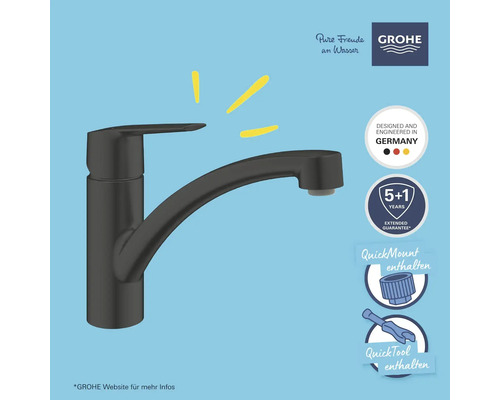 Robinet de cuisine noir de Grohe