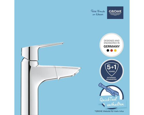 Mitigeur de lavabo monocommande Grohe avec label de qualité allemand et garantie prolongée