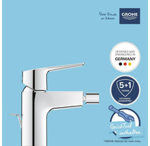Robinet brillant pour bidet avec QuickTool et cinq plus une année de garantie prolongée.