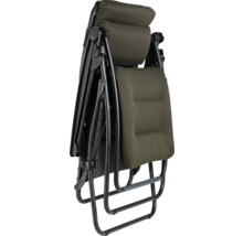Fauteuil relax pliant avec revêtement textile et structure métallique