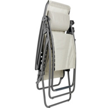 Fauteuil relax pliant avec revêtement textile et cadre métallique