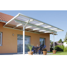 Terrasse avec auvent de terrasse en aluminium et plaques de polycarbonate