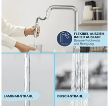 Küchenarmatur mit ausziehbarer Brause im Einsatz