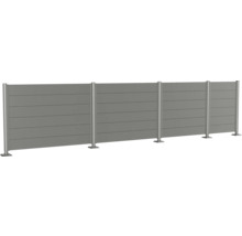 Clôture de protection visuelle avec panneaux horizontaux et poteaux métalliques pour le jardin