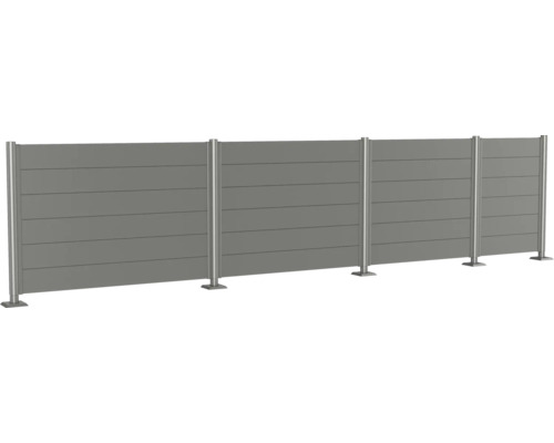 Grauer Sichtschutzzaun mit Stahlpfosten
