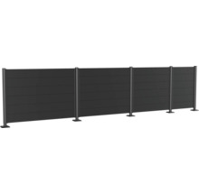 Clôture de protection visuelle avec éléments horizontaux et poteaux