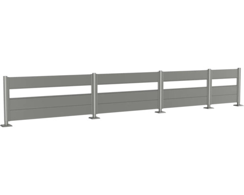 Grauer Sichtschutzzaun mit Metallsäulen