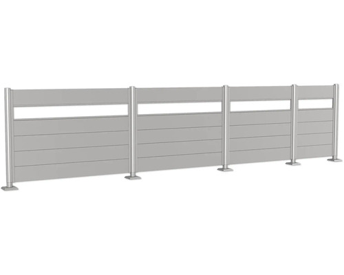 Sichtschutzzaun aus horizontalen Elementen und Pfosten