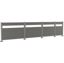 Clôture de confidentialité en aluminium avec lames horizontales et poteaux