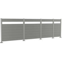 Brise-vue en aluminium avec lames horizontales et poteaux