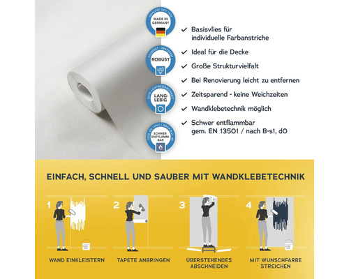 Rolle Vliestapete mit Anwendungsanleitung und Qualitätsmerkmalen