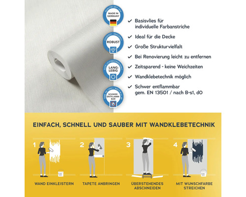 Rolle Vliestapete mit Informationen zu Eigenschaften und Verarbeitung