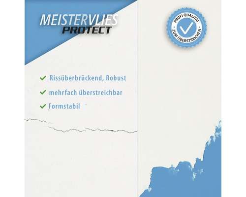 Meistervlies Protect für Rissüberbrückung, Robustheit, mehrfache Überstreichbarkeit und Formstabilität