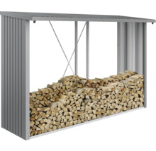 Holzlagerregal aus Metall mit Holz
