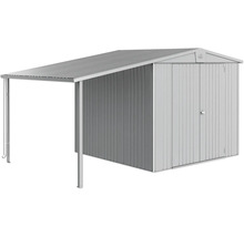 Abri de jardin métallique avec annexe pour outils de jardin et outils