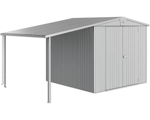 Abri de jardin métallique avec annexe pour outils de jardin et outils