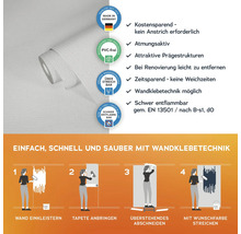Tapete mit Produkteigenschaften und Anwendungsanleitung