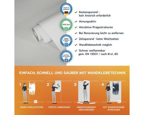Informationen zur Verarbeitung von Wandtapeten mit Hinweisen zu Produkteigenschaften