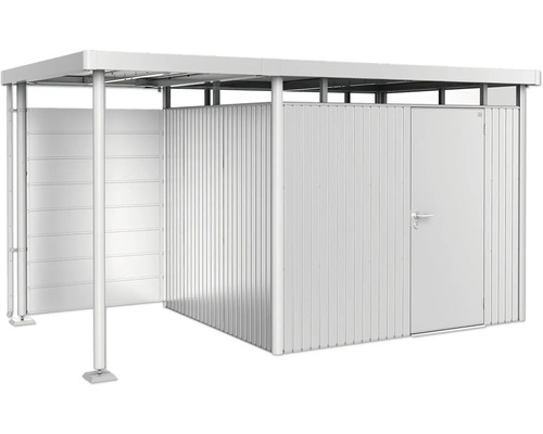 Abri de jardin métallique avec porte coulissante et porte