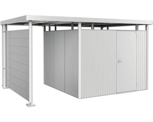 Metall Gerätehaus mit Überdachung und Tür