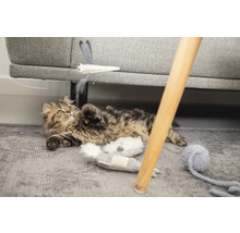 Chat joueur sur un tapis avec des jouets