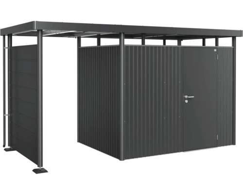 Metall Fahrradgarage mit abschließbarer Tür und offenem Stellplatz