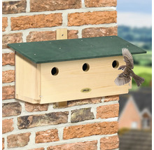 Nichoir en bois avec trois ouvertures pour montage mural