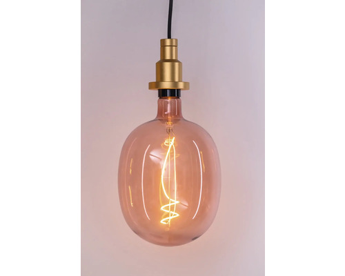 Suspension décorative avec fixation dorée et ampoule