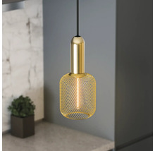 Suspension dorée avec abat-jour en grillage