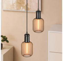 Zwei Hängeleuchten mit Lampenschirm aus Metalldraht