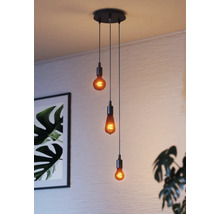 Pendelleuchte mit drei Glühbirnen im Interieur
