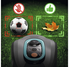 Rasenmähroboter mit Hinderniserkennung: Fussball wird vermieden, Blatt wird erkannt