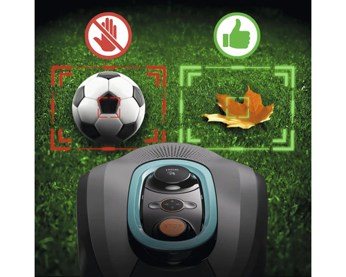 Rasenmähroboter mit Hinderniserkennung: Fussball wird vermieden, Blatt wird erkannt