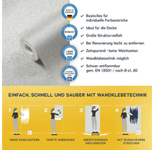 Rouleau de papier peint avec des informations sur les propriétés du produit et l'application