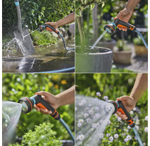 Mise en scène des diverses utilisations d’un pulvérisateur de jardin pour le nettoyage et l’arrosage