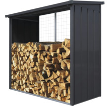 Holzlagerregal aus Metall mit Holzscheiten