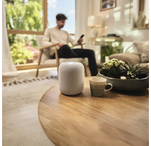 Haut-parleur sur une table dans un salon