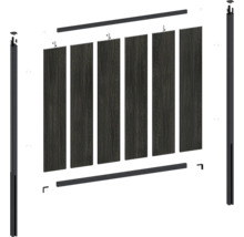 WPC Sichtschutzzaun Bausatz mit sechs Füllungen und Montagepfosten