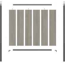 Système de porte coulissante avec cinq panneaux et ferrures