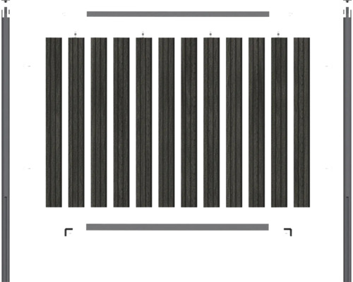 Clôture brise-vue avec lamelles verticales et cadre