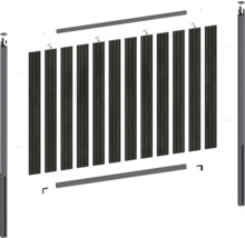 Schéma éclaté d'un élément de clôture avec poteaux de clôture et lamelles