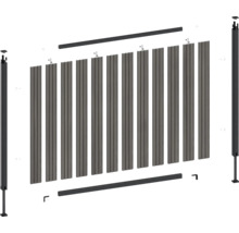 Schéma éclaté d'un brise-vue avec poteaux et lames