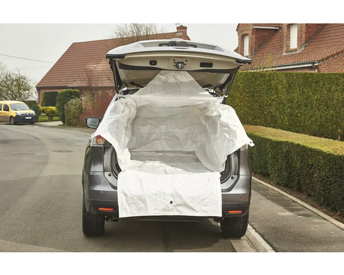 Break gris avec hayon ouvert et protection de coffre