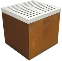 Jardinière carrée en métal aspect rouille avec insert de grille