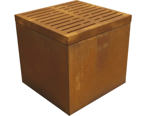 Würfelförmiger Pflanztrog aus Metall mit Schlitzmuster