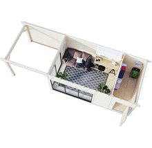 Vue de dessus d'une maison de jardin moderne avec salon et bureau